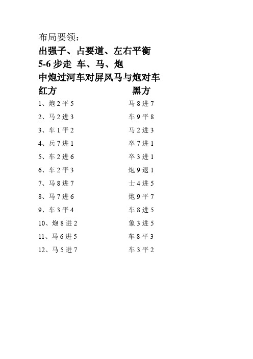 中国象棋布局棋谱