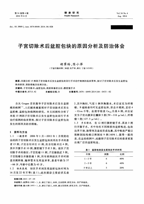 子宫切除术后盆腔包块的原因分析及防治体会