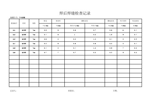 焊后焊缝检查记