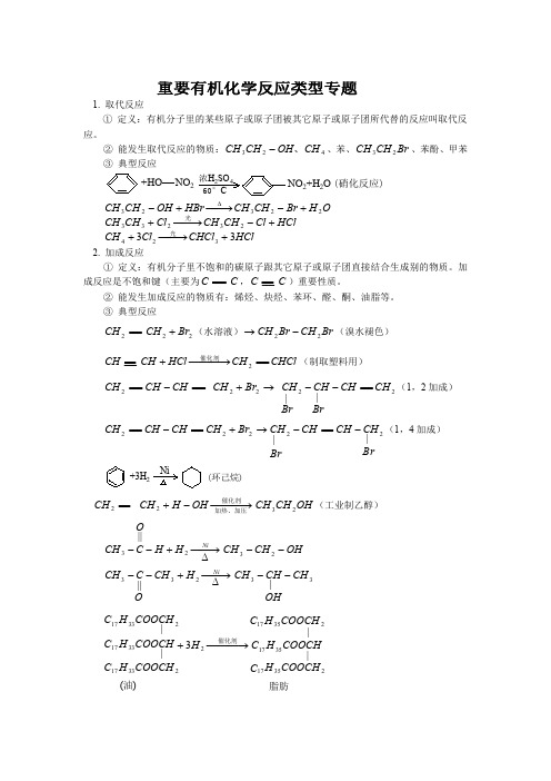 重要有机化学反应类型总结