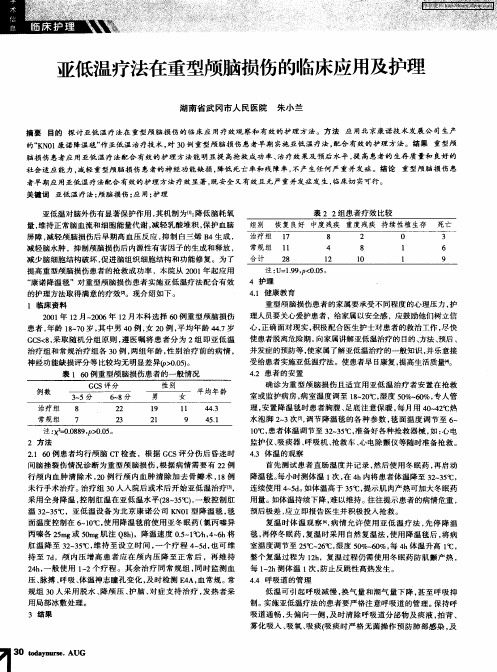 亚低温疗法在重型颅脑损伤的临床应用及护理