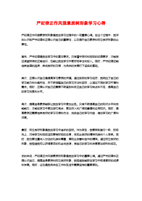 严纪律正作风强素质树形象学习心得