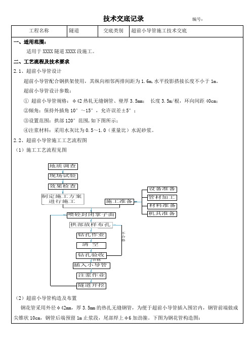 隧道超前小导管技术交底