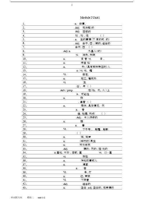 (完整)牛津高中英语模块二词汇表中英互转默写版.docx