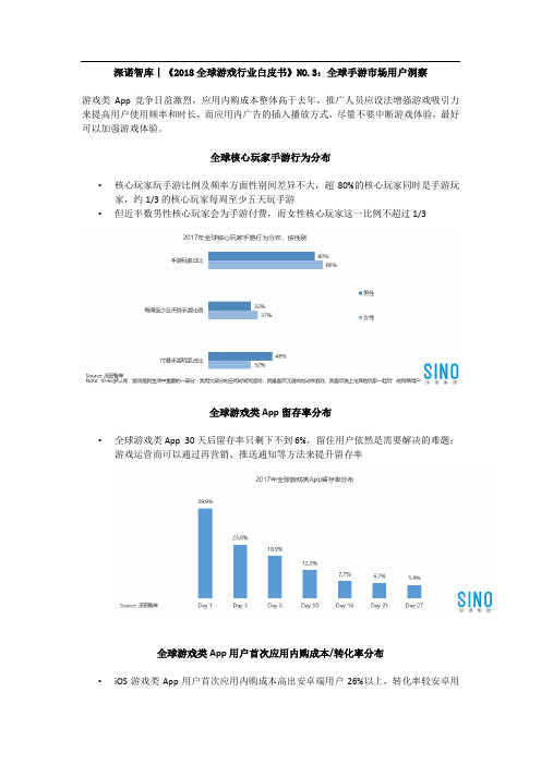 深诺智库丨《2018全球游戏行业白皮书》NO.3：全球手游市场用户洞察