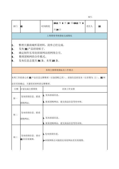 周计划报表范文范本模板