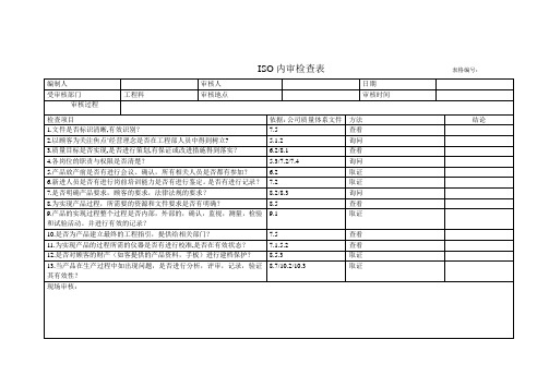 ISO内审检查表工程部5