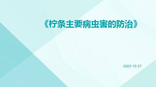 柠条主要病虫害的防治