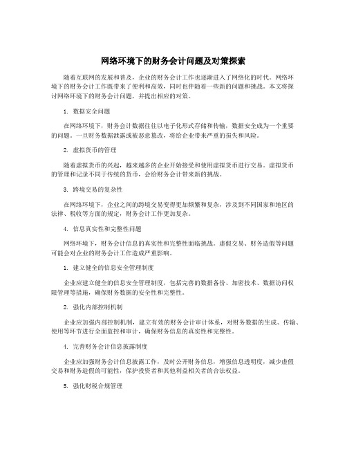 网络环境下的财务会计问题及对策探索