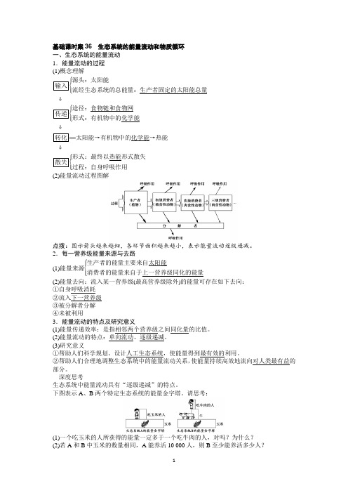 基础课时案36生态系统的能量流动和物质循环(教师)