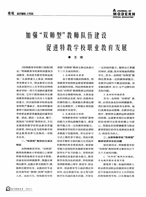 加强“双师型”教师队伍建设  促进特教学校职业教育发展