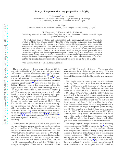 Study of superconducting properties of MgB2