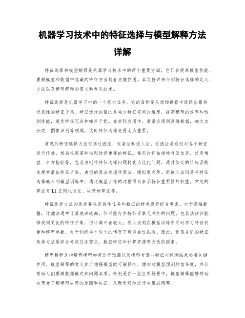 机器学习技术中的特征选择与模型解释方法详解