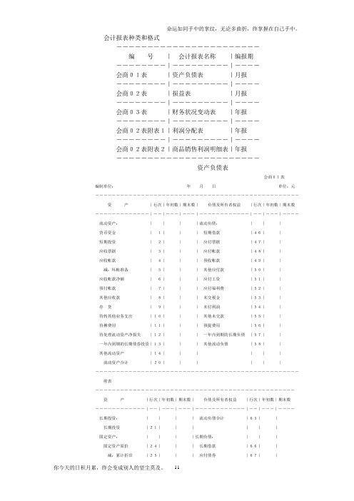 会计报表种类与格式