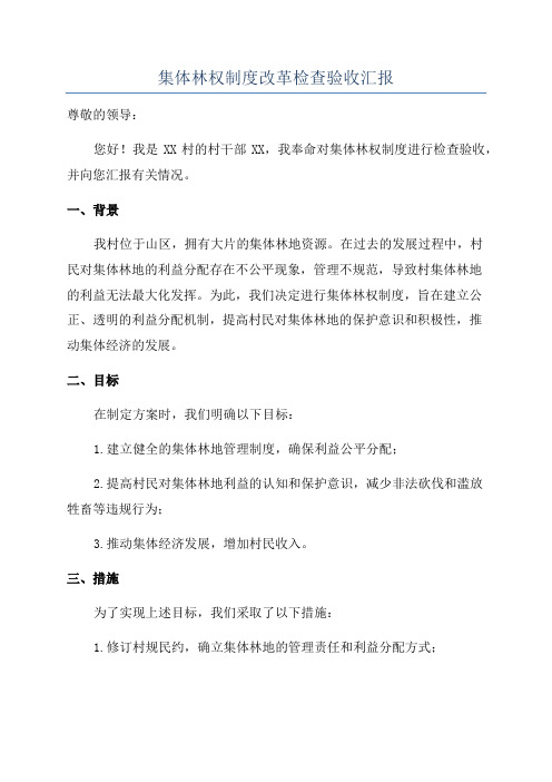 集体林权制度改革检查验收汇报