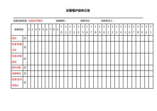 汽车维修设备保养记录【范本模板】