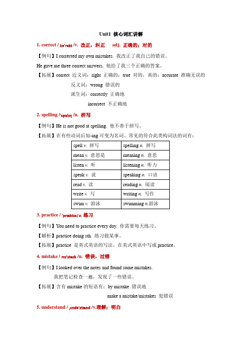 Module1 Unit1 核心词汇讲解