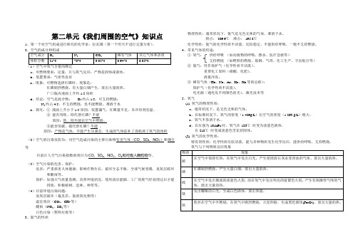 我们周围的空气知识点