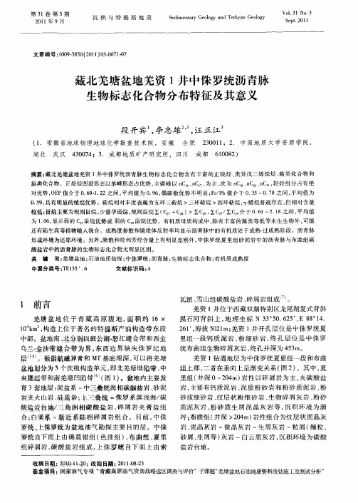 藏北羌塘盆地羌资1井中侏罗统沥青脉生物标志化合物分布特征及其意义