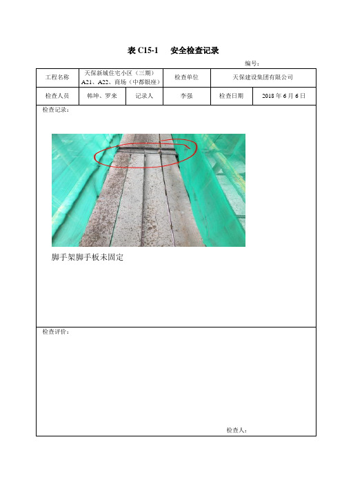 表C15-1安全检查记录