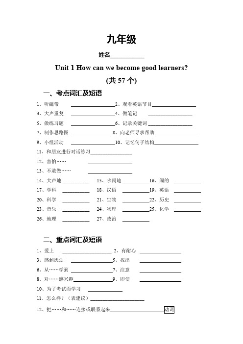 人教版英语九年级全册Unit 1 How can we become good learner