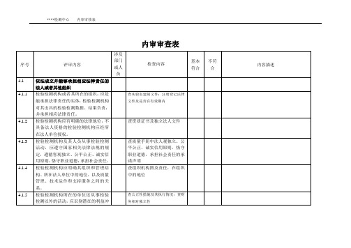 新准则内审表(检测机构)