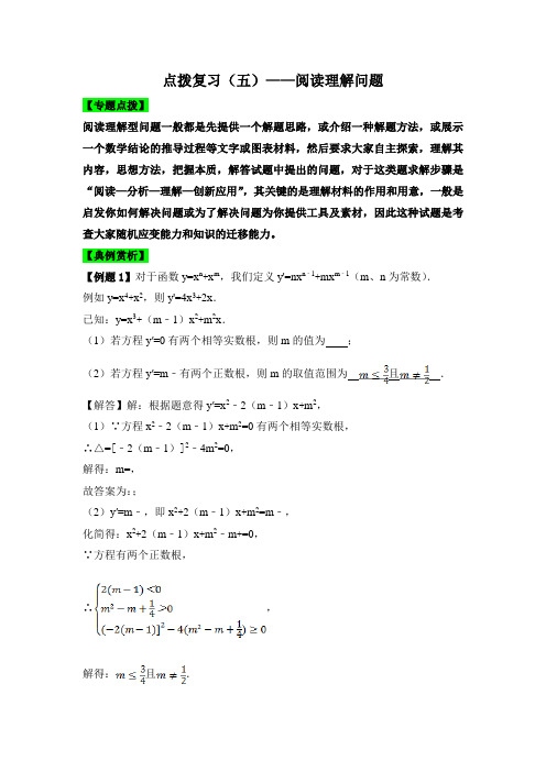 初中数学     中考八大题型点拨导练复习：中考八大题型点拨导练复习(五)阅读理解问题