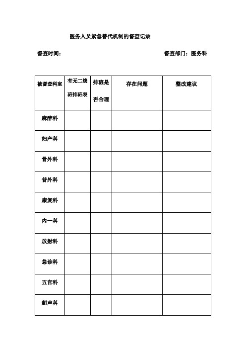 医务人员紧急替代机制的督查记录