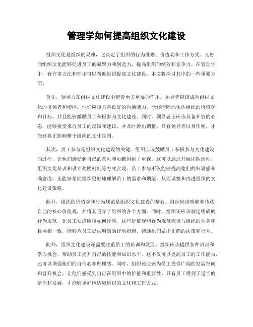 管理学如何提高组织文化建设