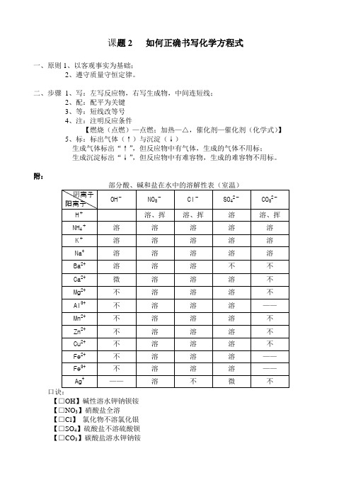 课题2   如何正确书写化学方程式