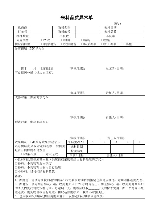 006-来料品质异常单