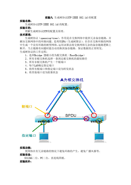 实验9 生成树协议STP