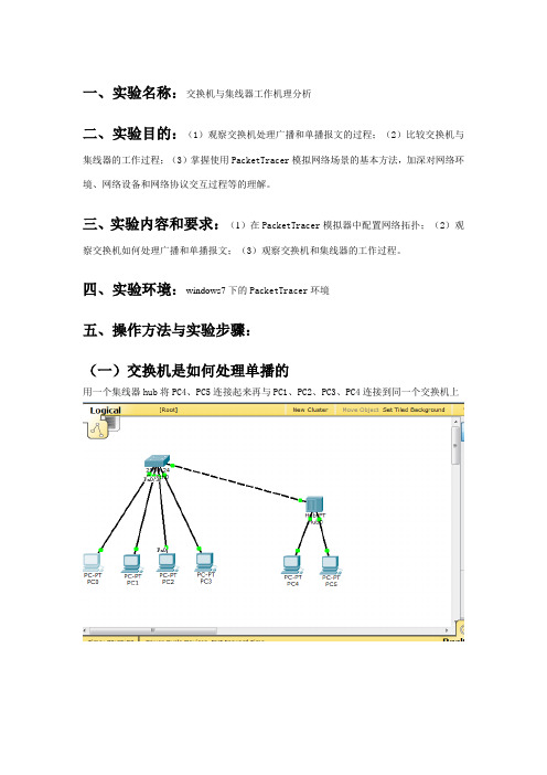 4、交换机与集线器工作机理分析