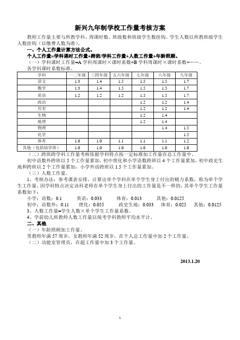 中小学课时系数2012.12.23