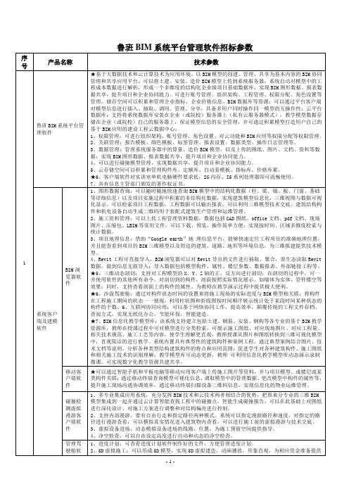 01鲁班BIM系统平台管理软件技术参数2016