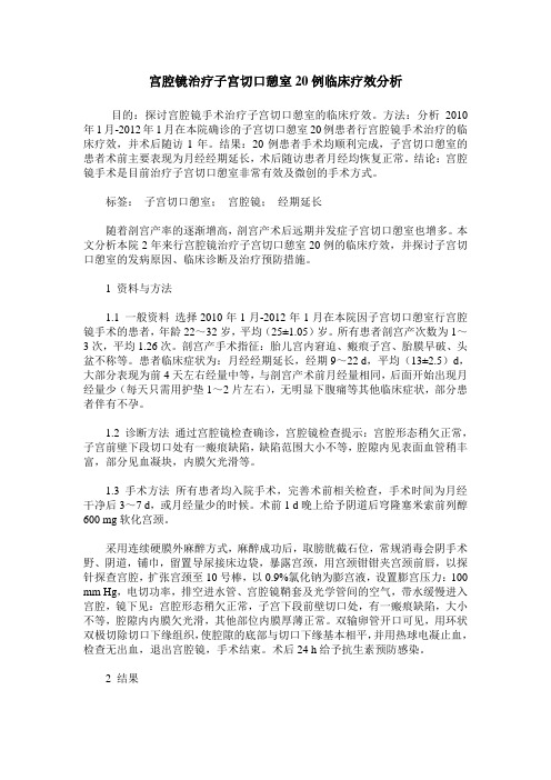 宫腔镜治疗子宫切口憩室20例临床疗效分析