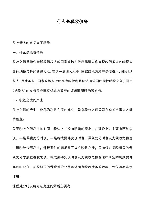 会计实务：什么是税收债务