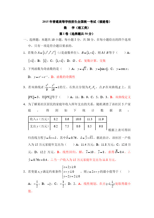 2015年高考数学(福建)理1