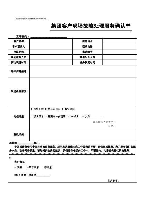 现场服务及故障处理报告-(xx地市)