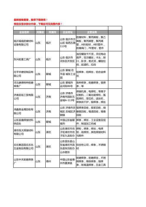 新版山东省焊条工商企业公司商家名录名单联系方式大全817家