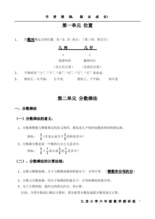 人教版六年级上册数学知识点整理(个人整理资料)