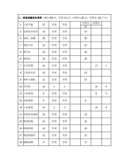 设备设施部分评分表 文档