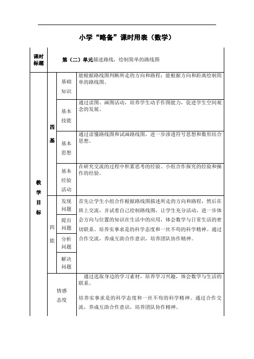 数学四年级下册第二单元《路线图》简案