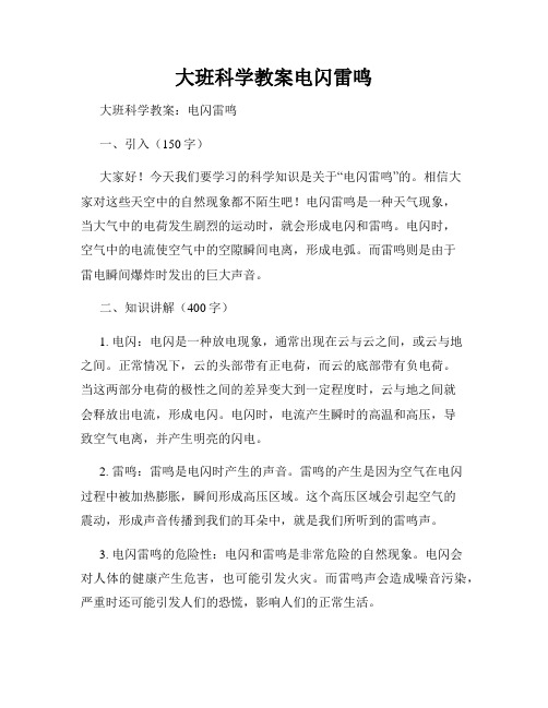 大班科学教案电闪雷鸣 (2)