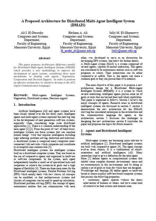 A Proposed Architecture for Distributed Multi-Agent Intelligent System (DMAIS)