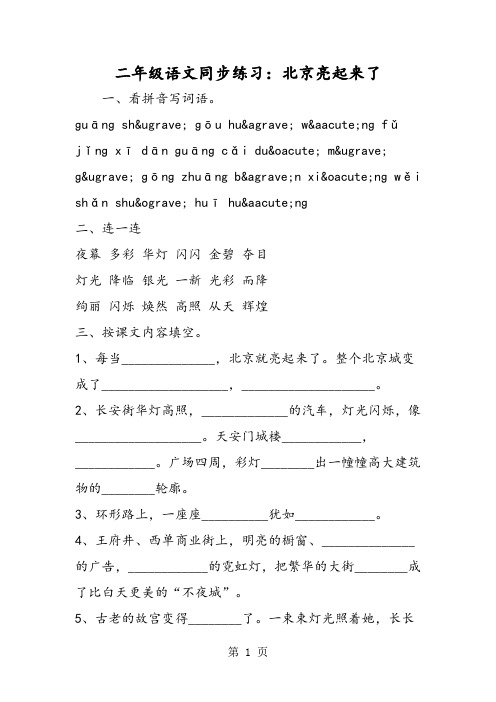 二年级语文同步练习:北京亮起来了-word文档资料