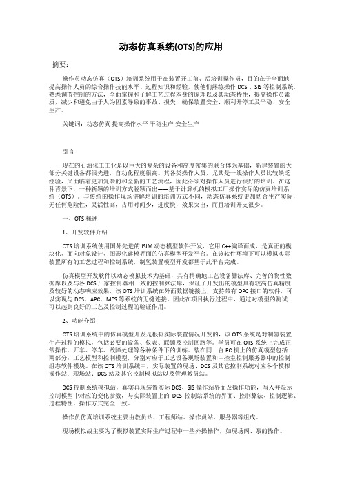 动态仿真系统(OTS)的应用