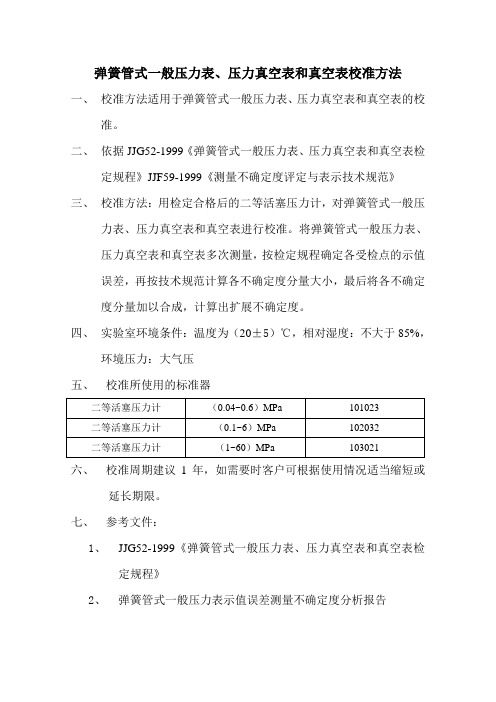 C6一般压力表校准方法