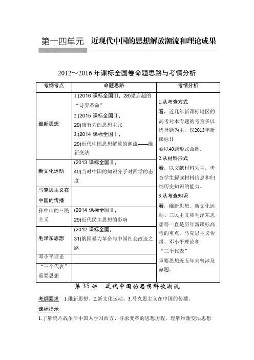 [备考资料]2020届一轮复习人教版   近代中国的思想解放潮流  教案.doc