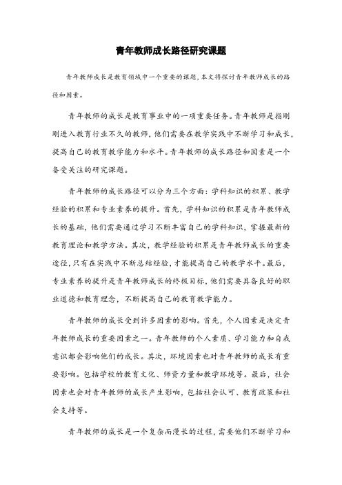 青年教师成长路径研究课题